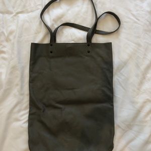 Grey leather tote